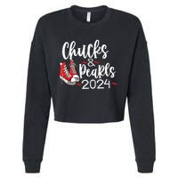 Chucks And Pearls 2024 Women Gift Cropped Pullover Crew