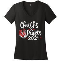 Chucks And Pearls 2024 Women Gift Women's V-Neck T-Shirt