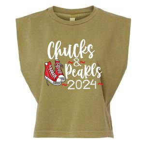 Chucks And Pearls 2024 Women Gift Garment-Dyed Women's Muscle Tee