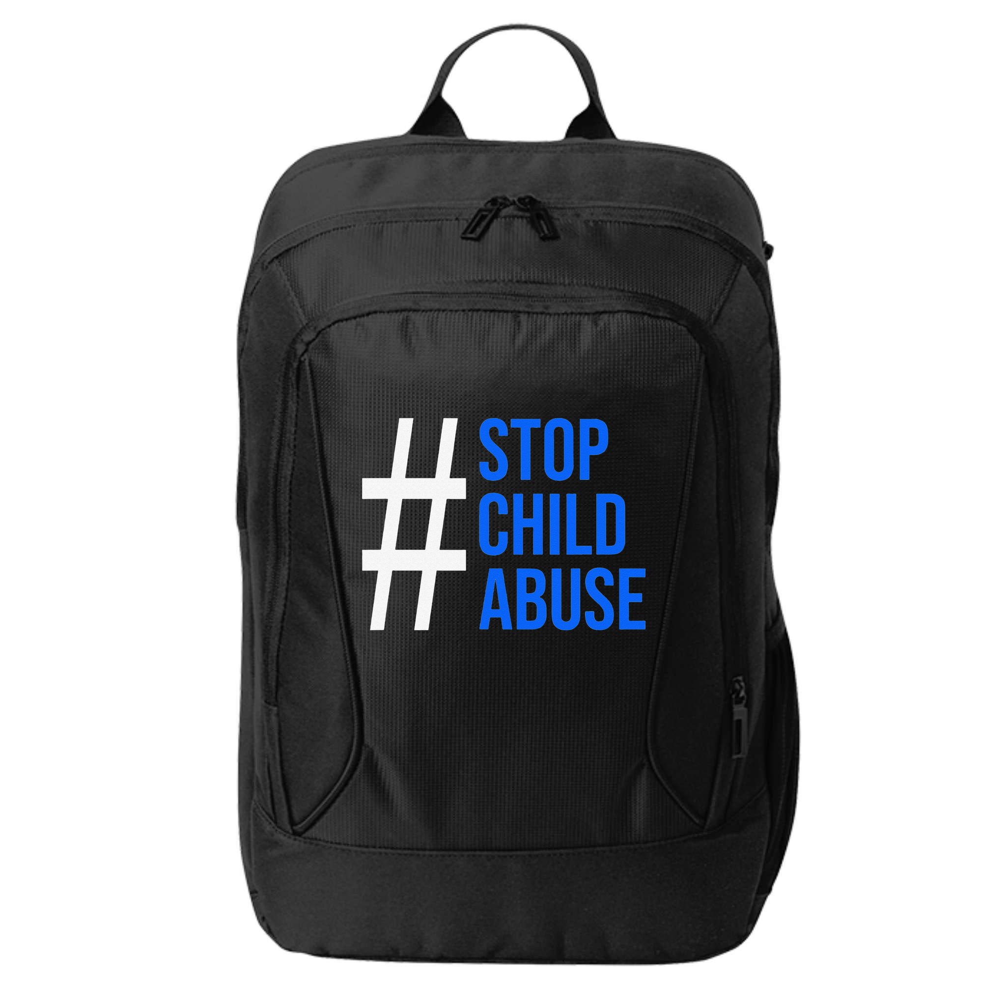 Child Abuse Prevention Awareness Blue Boho Rainbow Pinwheel City Backpack