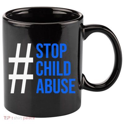 Child Abuse Prevention Awareness Blue Boho Rainbow Pinwheel 11oz C Handle Ceramic Mug