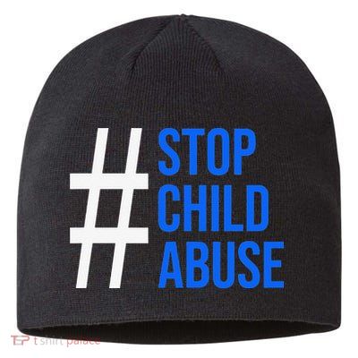 Child Abuse Prevention Awareness Blue Boho Rainbow Pinwheel Sustainable Beanie