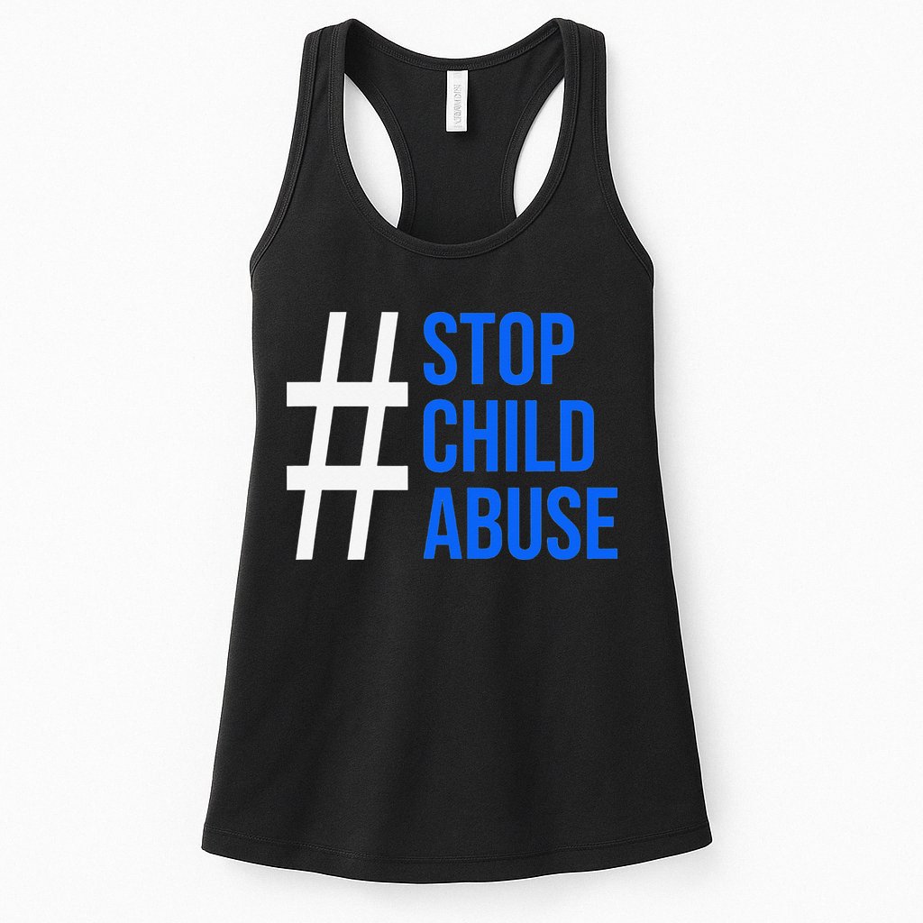 Child Abuse Prevention Awareness Blue Boho Rainbow Pinwheel Womens Tank Top