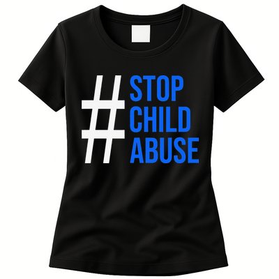 Child Abuse Prevention Awareness Blue Boho Rainbow Pinwheel Womens T-Shirt
