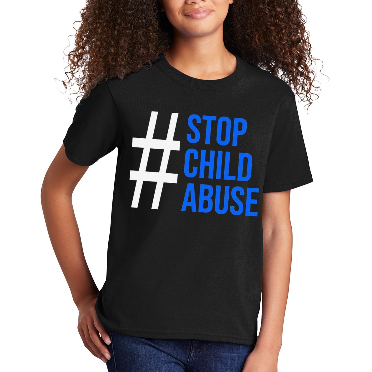 Child Abuse Prevention Awareness Blue Boho Rainbow Pinwheel Kids T-Shirt