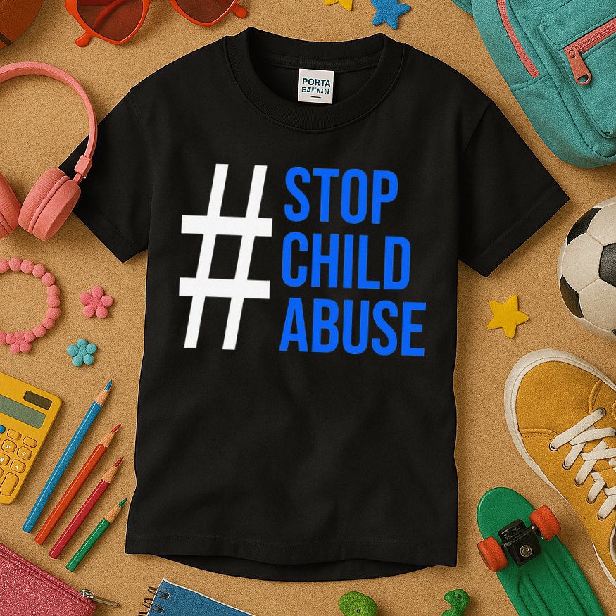 Child Abuse Prevention Awareness Blue Boho Rainbow Pinwheel Kids T-Shirt
