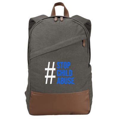 Child Abuse Prevention Awareness Blue Boho Rainbow Pinwheel Cotton Canvas Backpack