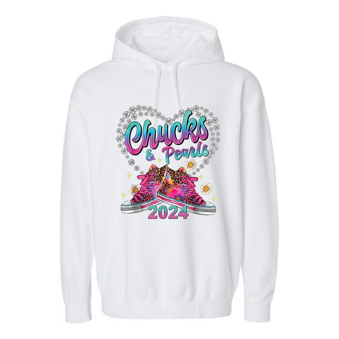 Chucks And Pearls Kamala Harris 2024 For President 47 Garment-Dyed Fleece Hoodie