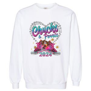 Chucks And Pearls Kamala Harris 2024 For President 47 Garment-Dyed Sweatshirt