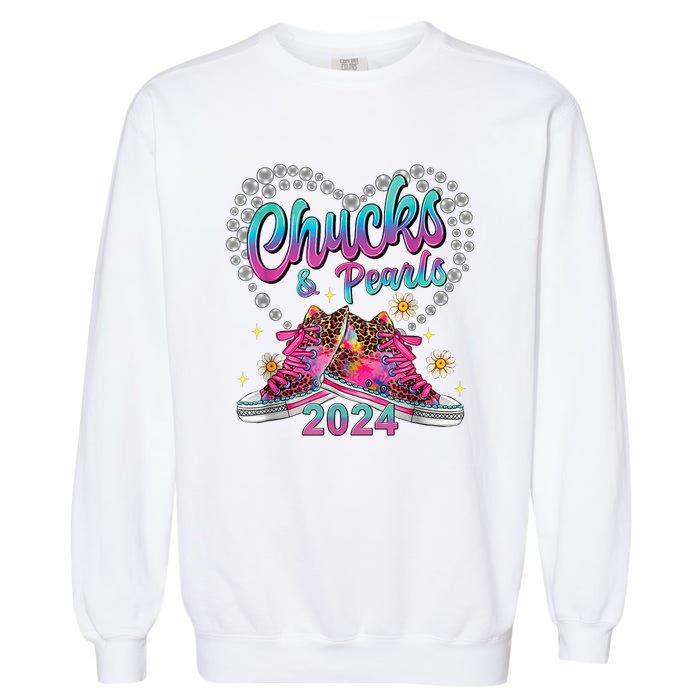 Chucks And Pearls Kamala Harris 2024 For President 47 Garment-Dyed Sweatshirt