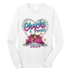 Chucks And Pearls Kamala Harris 2024 For President 47 Long Sleeve Shirt