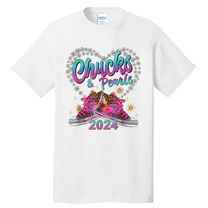 Chucks And Pearls Kamala Harris 2024 For President 47 Tall T-Shirt