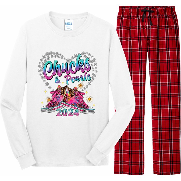 Chucks And Pearls Kamala Harris 2024 For President 47 Long Sleeve Pajama Set