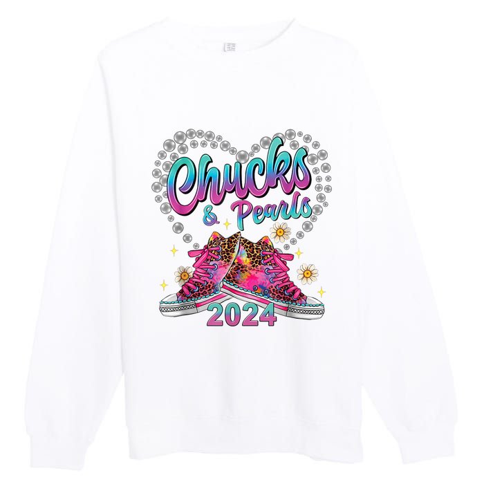 Chucks And Pearls Kamala Harris 2024 For President 47 Premium Crewneck Sweatshirt