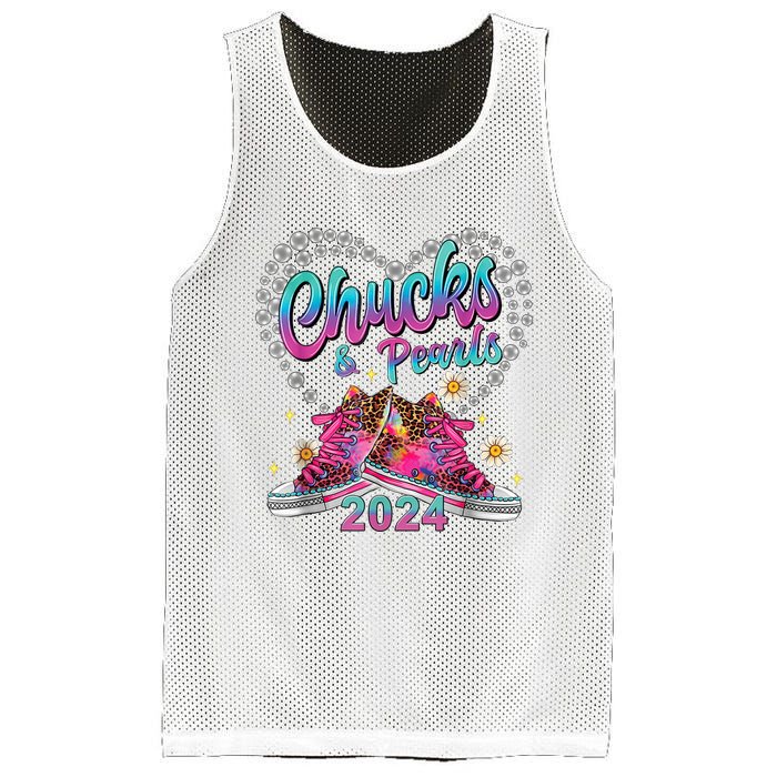 Chucks And Pearls Kamala Harris 2024 For President 47 Mesh Reversible Basketball Jersey Tank