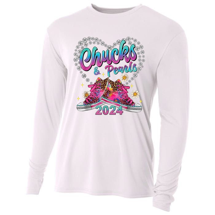 Chucks And Pearls Kamala Harris 2024 For President 47 Cooling Performance Long Sleeve Crew