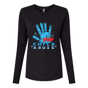 Child Abuse Prevention Awareness Month April Blue Ribbon Womens Cotton Relaxed Long Sleeve T-Shirt