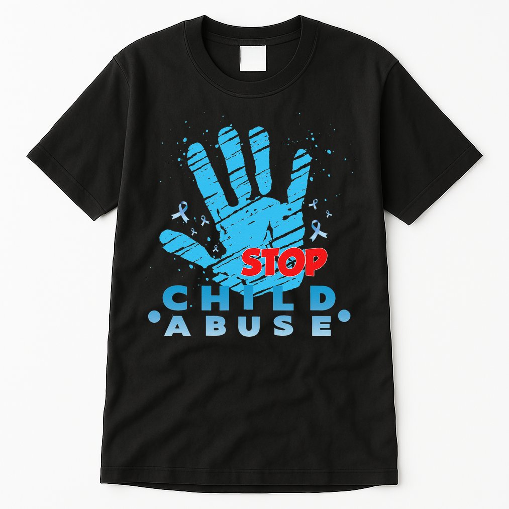 Child Abuse Prevention Awareness Month April Blue Ribbon Tall T-Shirt