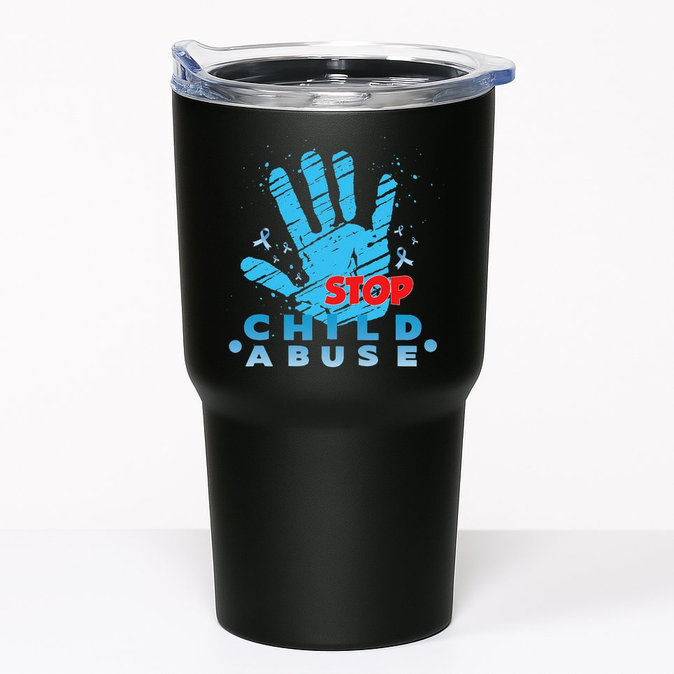 Child Abuse Prevention Awareness Month April Blue Ribbon Tumbler