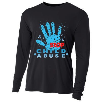 Child Abuse Prevention Awareness Month April Blue Ribbon Cooling Performance Long Sleeve Crew