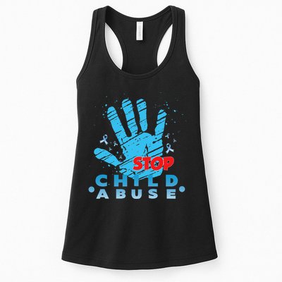 Child Abuse Prevention Awareness Month April Blue Ribbon Womens Tank Top