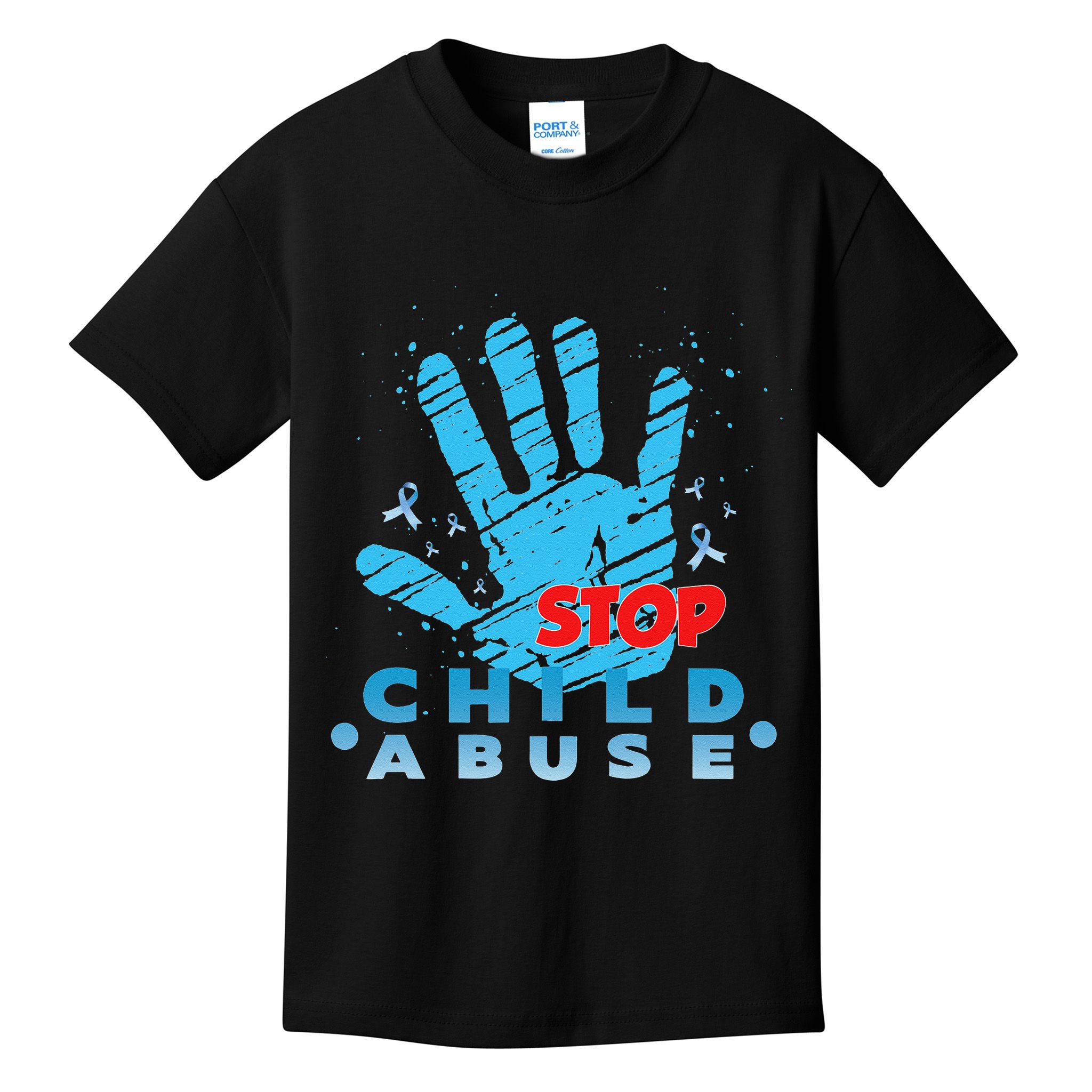 Child Abuse Prevention Awareness Month April Blue Ribbon Kids T-Shirt