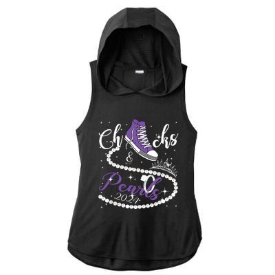 Chucks And Pearls 2024 Kamala Harris 2024 Vote President 47 Ladies PosiCharge Tri-Blend Wicking Draft Hoodie Tank