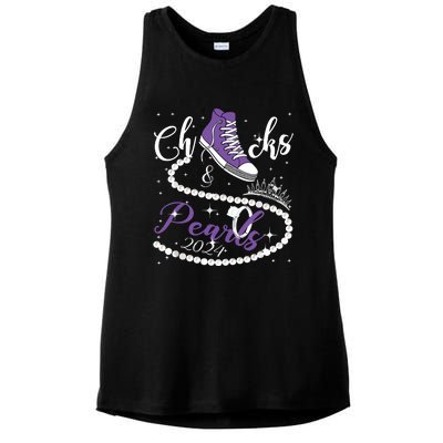 Chucks And Pearls 2024 Kamala Harris 2024 Vote President 47 Ladies PosiCharge Tri-Blend Wicking Tank