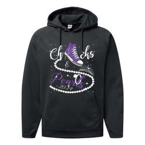 Chucks And Pearls 2024 Kamala Harris 2024 Vote President 47 Performance Fleece Hoodie