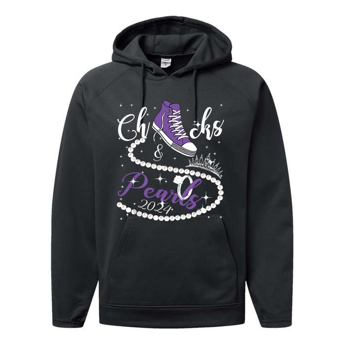 Chucks And Pearls 2024 Kamala Harris 2024 Vote President 47 Performance Fleece Hoodie