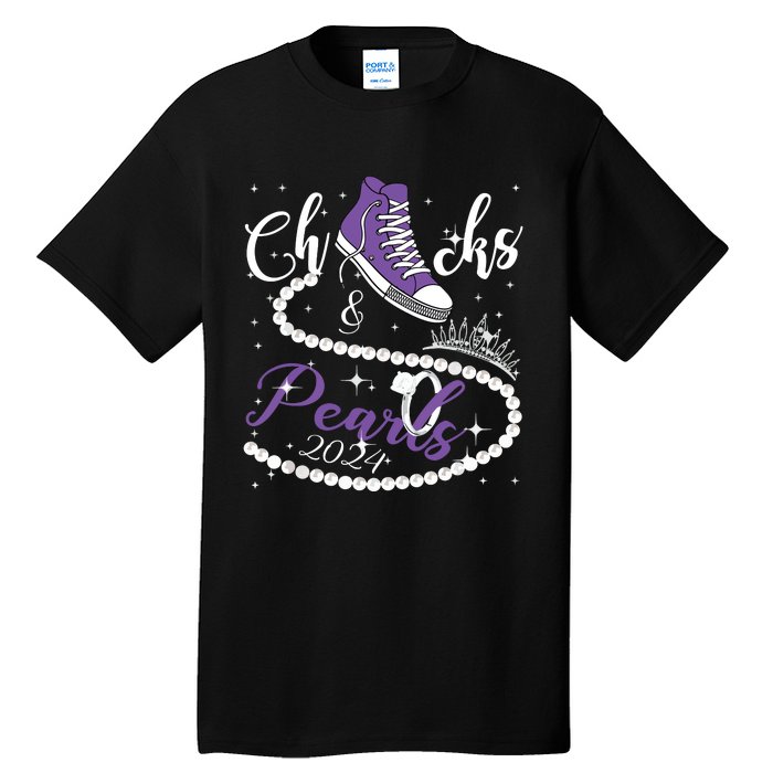 Chucks And Pearls 2024 Kamala Harris 2024 Vote President 47 Tall T-Shirt