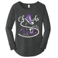 Chucks And Pearls 2024 Kamala Harris 2024 Vote President 47 Women's Perfect Tri Tunic Long Sleeve Shirt