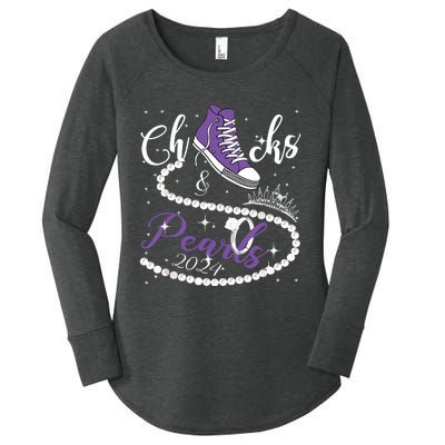 Chucks And Pearls 2024 Kamala Harris 2024 Vote President 47 Women's Perfect Tri Tunic Long Sleeve Shirt