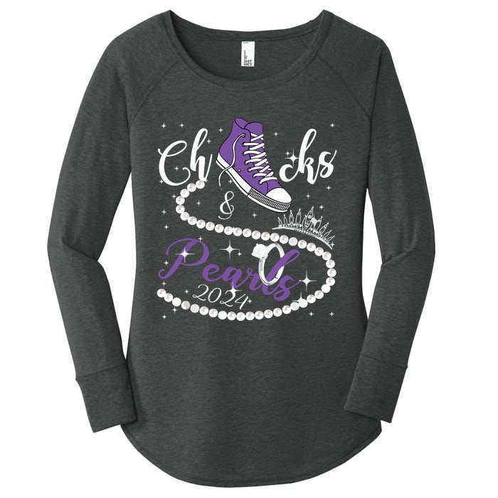 Chucks And Pearls 2024 Kamala Harris 2024 Vote President 47 Women's Perfect Tri Tunic Long Sleeve Shirt