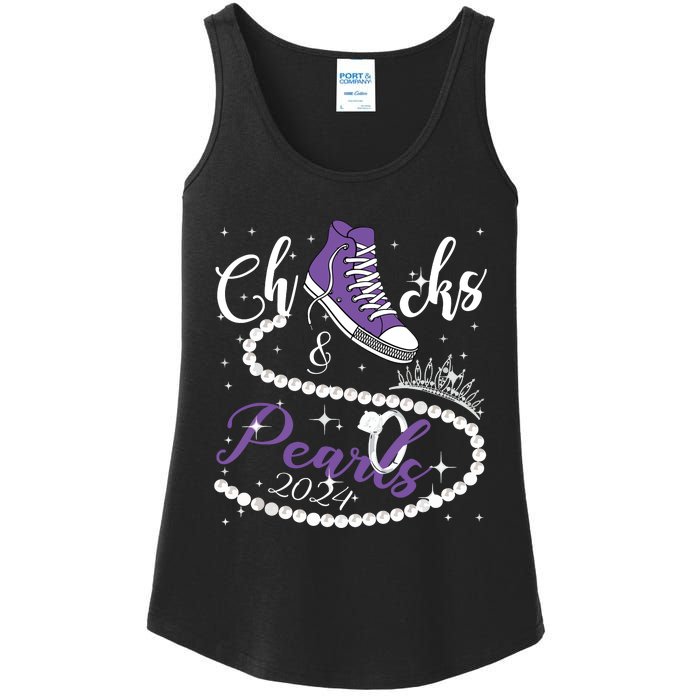 Chucks And Pearls 2024 Kamala Harris 2024 Vote President 47 Ladies Essential Tank