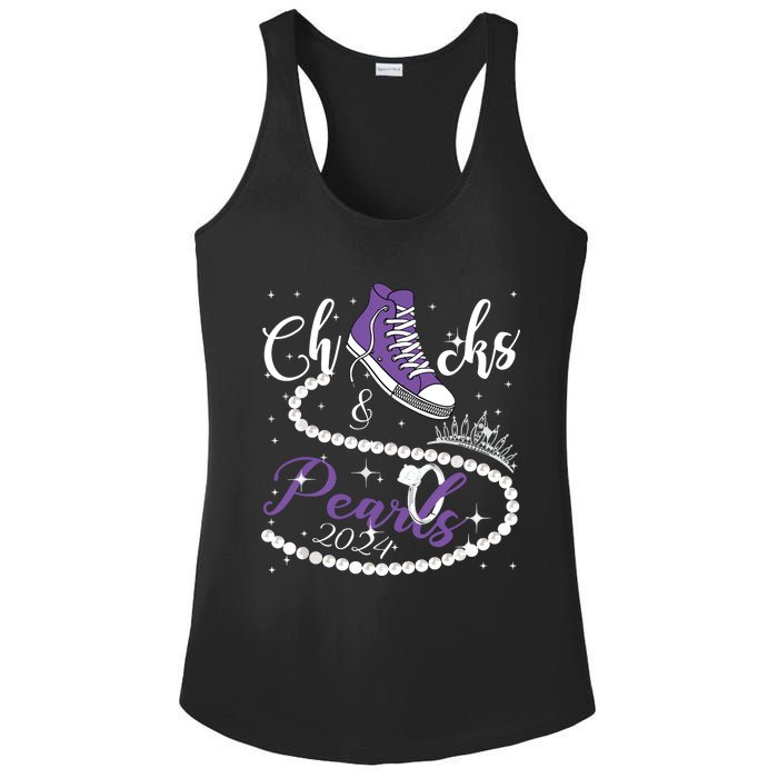 Chucks And Pearls 2024 Kamala Harris 2024 Vote President 47 Ladies PosiCharge Competitor Racerback Tank