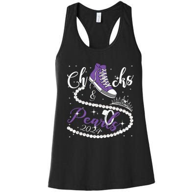 Chucks And Pearls 2024 Kamala Harris 2024 Vote President 47 Women's Racerback Tank