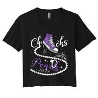 Chucks And Pearls 2024 Kamala Harris 2024 Vote President 47 Women's Crop Top Tee