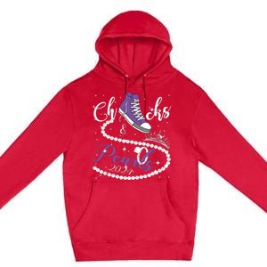 Chucks And Pearls 2024 Kamala Harris 2024 Vote President 47 Premium Pullover Hoodie