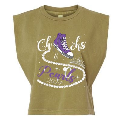 Chucks And Pearls 2024 Kamala Harris 2024 Vote President 47 Garment-Dyed Women's Muscle Tee