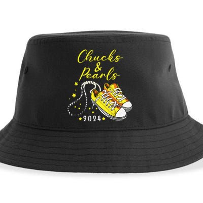 Chucks And Pearls 2024 Kamala Harris For President 47th Sustainable Bucket Hat