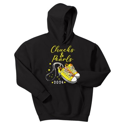 Chucks And Pearls 2024 Kamala Harris For President 47th Kids Hoodie