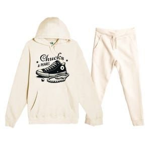 Chucks And Pearls Im With Her Kamala 2024 Premium Hooded Sweatsuit Set