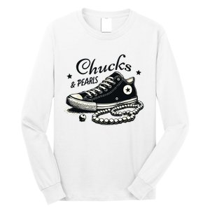 Chucks And Pearls Im With Her Kamala 2024 Long Sleeve Shirt