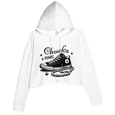 Chucks And Pearls Im With Her Kamala 2024 Crop Fleece Hoodie