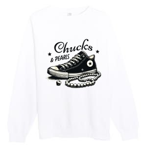 Chucks And Pearls Im With Her Kamala 2024 Premium Crewneck Sweatshirt