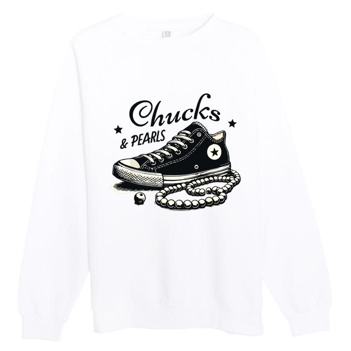 Chucks And Pearls Im With Her Kamala 2024 Premium Crewneck Sweatshirt