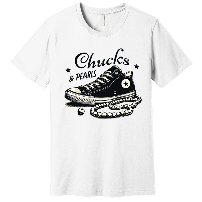 Chucks And Pearls Im With Her Kamala 2024 Premium T-Shirt