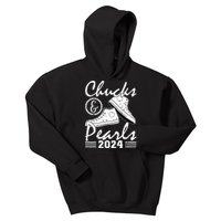 Chucks And Pearls Kamala Harris 2024 Usa Election 2024 Kids Hoodie