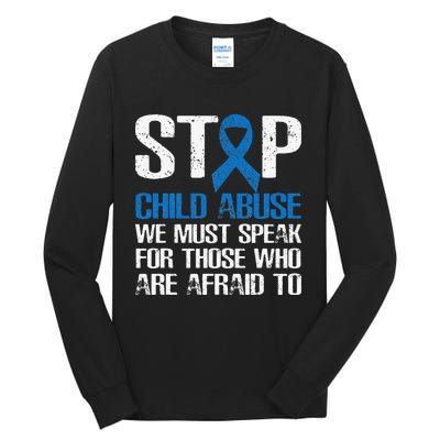 Child Abuse Prevention Awareness Month Blue Ribbon Butterfly Tall Long Sleeve T-Shirt